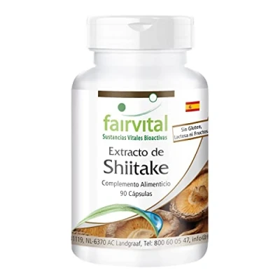 Imagen de Fairvital Extracto de Shiitake 500mg Lentinula edodes VEGANO Dosis elevada 30% polisacáridos 90 Cápsulas Calidad Alemana
