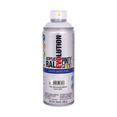 Imagen de PINTY PLUS 95891 Pintura EN Spray Evolution Water Based 520CC Gris Luminoso, RAL 7035 Light Grey, 65 mm