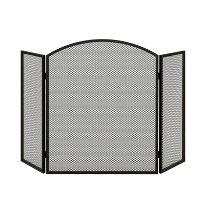 Imagen de HOMCOM Salvachispas para Chimenea de 3 Paneles Protector Plegable Pantalla con Estructura Acero 96x62 cm Negro