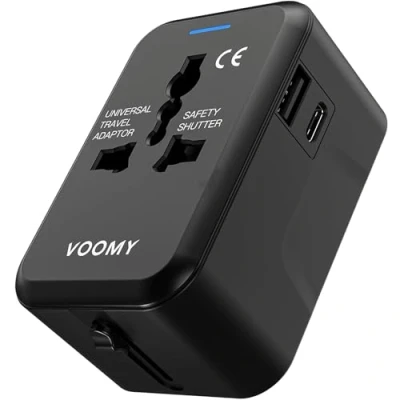 Imagen de VOOMY Adaptador Enchufe Universal, de Viaje con 2 USB, para USA, UK, Europa y Australia, Travel Adapter Más 150 Países