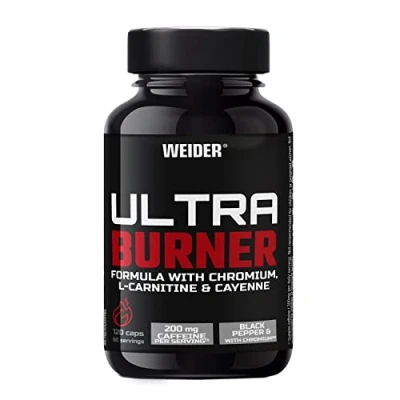 Imagen de Weider Ultraburner 120 caps. Potente fórmula termogénica. Con extractos de plantas y cafeína. L Carnitina, Cromo Vitamina B6. Gluten Free