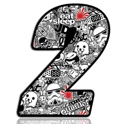 Imagen de Biomar Labs® Número 2 DC Bomb Calavera Vinilo Adhesivo Pegatina Coche Auto Motocross Moto Sport Start Racing Tuning N 342