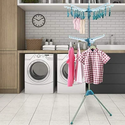 Imagen de Hyfive Tendedero plegable para ropa interior y exterior, dos niveles