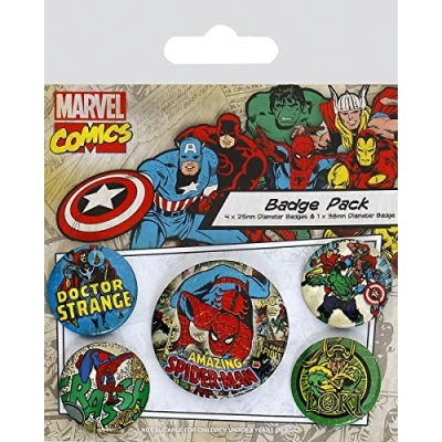 Imagen de Marvel Retro Badge Pack Spider Man, 4 x 25 mm &amp; 1 38