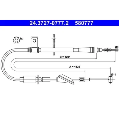Imagen de ATE 24.3727 0777.2 Cable de Freno Mano 1536 con accesorios