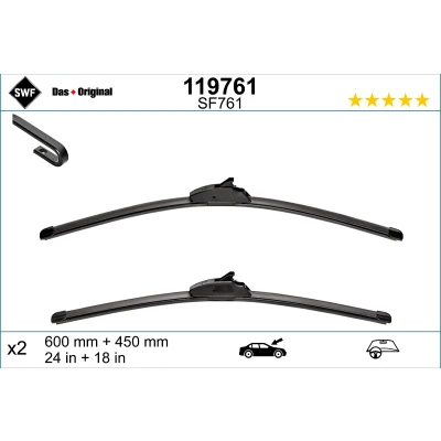 Imagen de Limpiaparabrisas Swf Visioflex 119761 delante Sin marco RENAULT: MEGANE 2, 2 Stufenheck, Kombi, CITROËN: C3 I Hatchback, C2 Hatchback