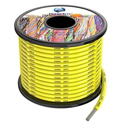 Imagen de 5.3mm² Cable Alambres eléctrico de silicona 10awg amarillo 8 metros cobre estañado trenzado sin oxígeno Resistencia a altas temperaturas