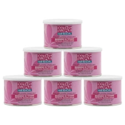 Imagen de RESTASE Cera depilatoria liposoluble, dióxido de titanio, pieles secas, sensibles y delicadas, 6 x 400 ml, fabricada en Italia