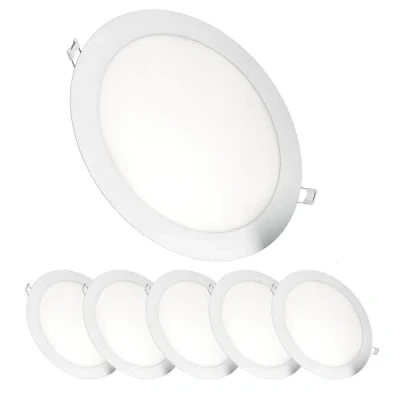 Imagen de Jandei Pack x 6 Downlights LED Empotrable Redondo, 18W, 1500 Lúmenes, Extraplano 13 mm, Orificio de Montaje Ø200 205 Blanco Frío 6000K con Transformadores Incluidos