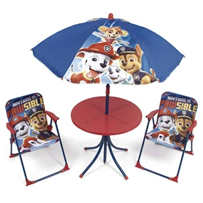Imagen de ARDITEX Set de Mesa Infantil, 2 Sillas y Sombrilla Patrulla Canina, Azul Rojo
