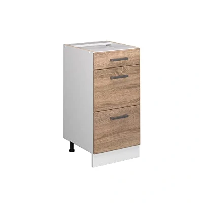 Imagen de Vicco Mueble bajo de Cocina R Line, Sonoma/Blanco, 40 cm con cajones, sin encimera