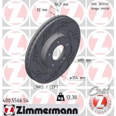 Imagen de ZIMMERMANN Disco de freno 354mm 32mm 6/5 5Taladro(s) 130mm ventilación interna, ranurado revestido 400.5566.54 4634210000,463421000007,4634211200