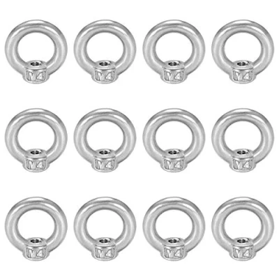 Imagen de Tuerca de Elevación M4 12Pcs Anillo Acero Inoxidable Hardware Hembra Roscada en Forma para Montaje Cuerda, Accesorios Elevación, Pulido Superficies, Plata