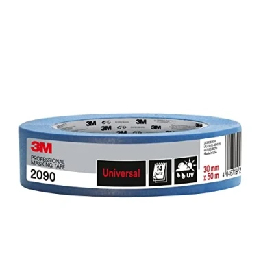 Imagen de 3M Pro Cinta de Enmascarar Profesional 2090 para Superficies Universales 1 Rollo 30 mm x 50 m Resistente a los Rayos UV y al Agua, Pintar Decorar Tanto Interiores como Exteriores
