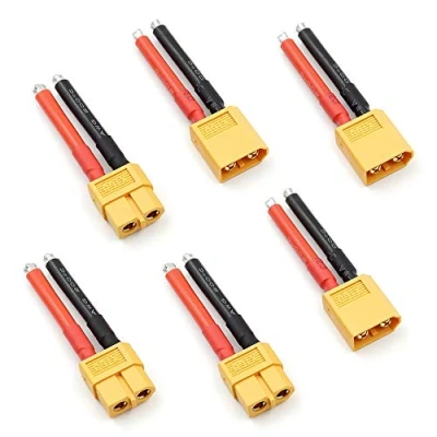 Imagen de 3 pares de conectores XT60 hembra y macho con cable silicona 12 AWG para dron batería RC Lipo