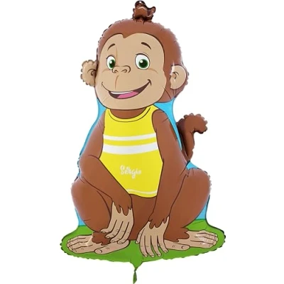 Imagen de Toyland® Globo de papel aluminio con personaje en forma mono 78 cm (31 &quot;) Globos fiesta para niños animales zoológico