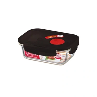 Imagen de Lock &amp; Recipiente para Alimentos de Vidrio Apto Microondas Contenedor Cuadrado con Tapa Horno, y Congelador, 380ml