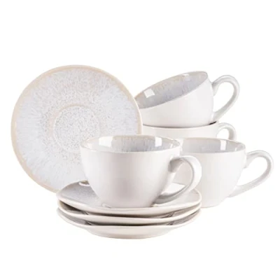 Imagen de MÄSER Juego de tazas gres Frozen blanco, 270 ml