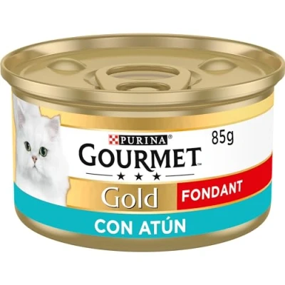 Imagen de Gourmet Purina Gold Fondant Mousse con Salsa, Comida Húmeda para Gato Atún, 24 latas de 85g