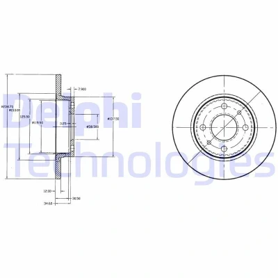 Imagen de Disco de frenon Komplett DELPHI BG2466 frente/completo/2 piezas