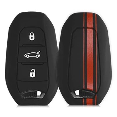 Imagen de kwmobile Carcasa Compatible con Llavero de Opel Llave Coche Smartkey 3 Botones (Solo Keyless Go) Funda para Mando Silicona Rojo/Negro