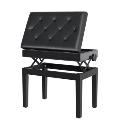 Imagen de HOMCOM Banco de Piano Taburete con Espacio Almacenamiento Altura Regulable