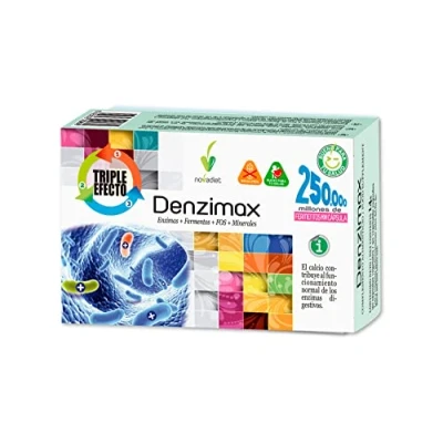 Imagen de Novadiet DENZIMAX Cápsulas con Enzimas, Calcio, Selenio, Fermentos, FOS y Minerales, Favorece Ayuda las Digestiones Lentas Pesadas al Bienestar Digestivo 30