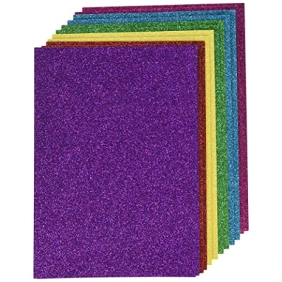 Imagen de Rayher 67363000 Pack 12 cartulinas con purpurina, autoadhesivas, 6 tonos llamativos, A5, 130 g/m2