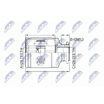 Imagen de NTY NPW SB 011 Junta Homocinética Eje delantero, lado de engranaje SUBARU: Forester I, Impreza II Berlina, I Familiar