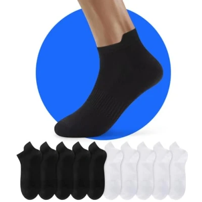 Imagen de NUOZA Calcetines Tobilleros Mujer Blancos Algodon Hombre Verano Ciclismo Running Trekking Cortos Deporte Finos Negro Blanco Sock 35 38 10 Pares Socks