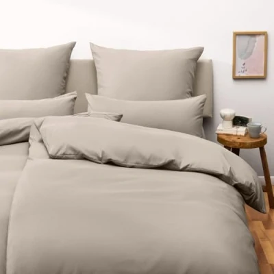 Imagen de Blumtal Juego de Funda Nordica Cama 90 Microfibra Edredon 155x220 y 1 Almohada 70x40, Certificado Oeko Tex, Muy Suave Transpirable Taupe