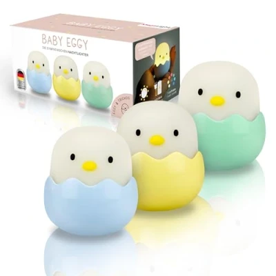 Imagen de MegaLight Luz nocturna LED niños bebé sin piezas pequeñas tragables lactancia táctil regulable Lámpara de noche carga USB Baby Eggy
