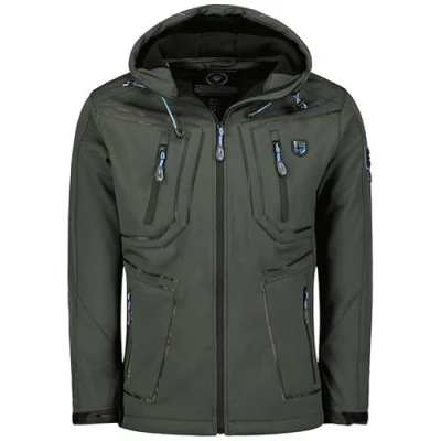 Imagen de Geographical Norway Topere Men Chaqueta Softshell Hombre Impermeable Con Capucha Abrigo Para Hombres Outdoor Cortavientos Resistente Senderismo Esquí Otoño Invierno Primavera (Gris Oscuro XL)