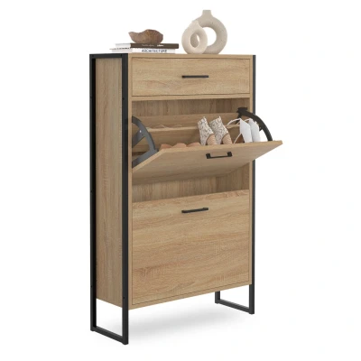 Imagen de IDMarket Luis Mueble para zapatos de 2 puertas con cajón y estante superior, diseño industrial