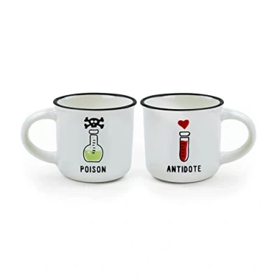Imagen de Legami Poison &amp; Antidote Tazas para espresso, 2 Unidades, Bone China
