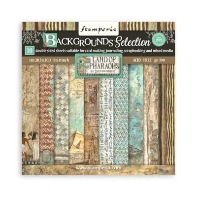 Imagen de Stamperia Scrapbook Paper Pad for Scrapbooks, Albums, Card Making, Bullet Journals, and More, Acid Free, Double Sided, Perfect Crafts Gifting (Land of Pharaohs Background) (20,3 x 20,3 cm)