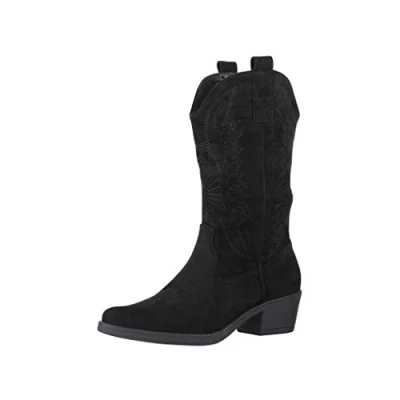 Imagen de Elara Botas de Vaquero Mujer Estilo Motero Chunkyrayan 301 A32S Black 41