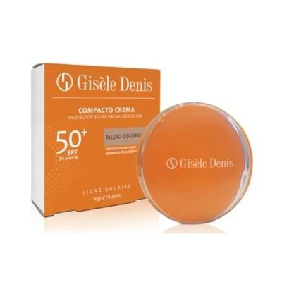 Imagen de GISÈLE DENIS Compacto Crema 10 gr, Maquillaje y Protector Solar Facial, Color Medio Oscuro FPS50+, con Vitamina E, para Pieles Oscuras, Cara, Bronceado Natural, Unifica el Tono