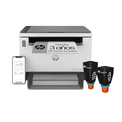 Imagen de HP LaserJet Tank MFP 1604w 381L0A, Impresora Láser A4 Multifunción con Deposito de Toner, Impresión a Doble Cara Manual, Copiadora y Escaner, Wi Fi, Smart App, Pantalla LCD Icon, Blanca Negra