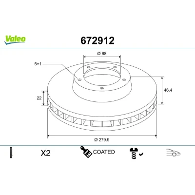Imagen de VALEO Disco de freno AUDI: A4 B7 Sedán, B6 A8 D2, SEAT: Exeo ST, VOLKSWAGEN: Passat B5 Variant 672912