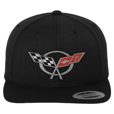 Imagen de Chevrolet Licenciado Oficialmente Corvette C5 Flags Tapa de Snapback Premium (Negro)