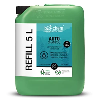 Imagen de Bio Chem Champú para coche (bidón de 5 litros), limpieza profesional del coche, pH neutro y biodegradable, espuma activa un lavado suave potente cuidado