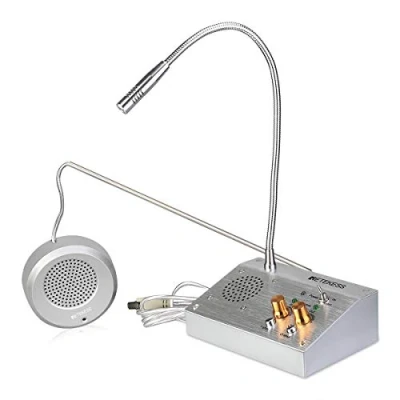 Imagen de Retekess TW103 Sistema Altavoz de Ventana Banco Intercomunicador 2W Micrófono Doble Vía para Oficina Tienda (Plata)