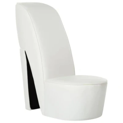 Imagen de vidaXL Sillón Forma Zapato Tacón Cuero Sintético Mobiliario Decoración Estructura Robusta Duradera Elegante Tapizado Suave Cómodo Estabilidad Blanco