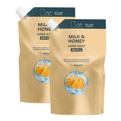 Imagen de by Amazon Recambio de jabón manos miel y leche, 2 x 1000 ml