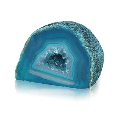 Imagen de Serafino cristal curativo de geoda ágata brasileña auténtica, mineral, azul, verde, morado, rosa, ágata, regalo (verde azulado)
