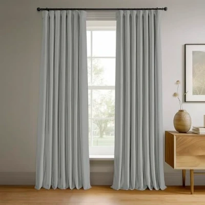 Imagen de HPD Half Price Drapes Signature VPCH 160401 96 Cortinas Opacas de Terciopelo para Dormitorio, 50 x 96, Color Gris