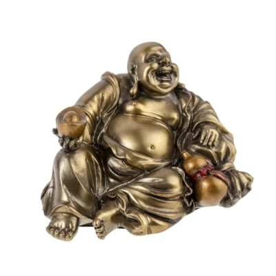 Imagen de Lachineuse Estatuilla Buda Rieur Chance &amp; Prosperity Estatua 11 cm Color Bronce Decoración Feng Shui Objeto Deco Zen Chino para Sala de Estar, Oficina Idea Regalo China Asia