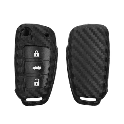 Imagen de kwmobile Carcasa Compatible con Llavero de Audi Llave Coche Plegable 3 Botones Funda para Mando Silicona Negro