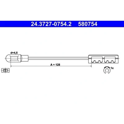 Imagen de ATE 24.3727 0754.2 Cable de Freno Mano 128 con accesorios OPEL: Vectra B Berlina, CC